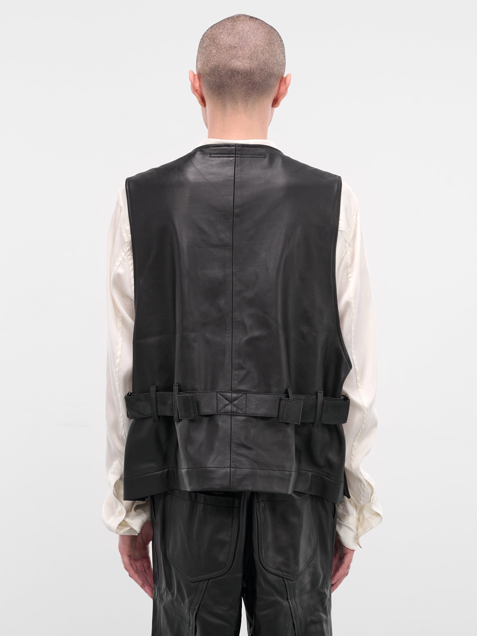 Black Lamb Leather Cinch Vest (25A0290-BLACK)