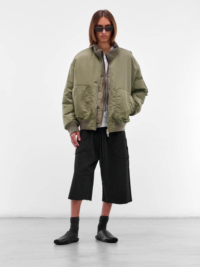 Green Double Layer Bomber Jacket (25A96MRU14-ARMY-GREEN)