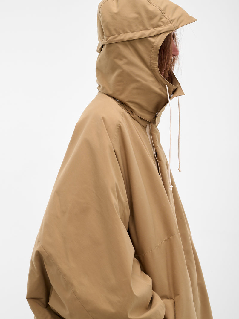 Beige Oversized Padded Raincoat (25A96MRU26-CARAMEL)