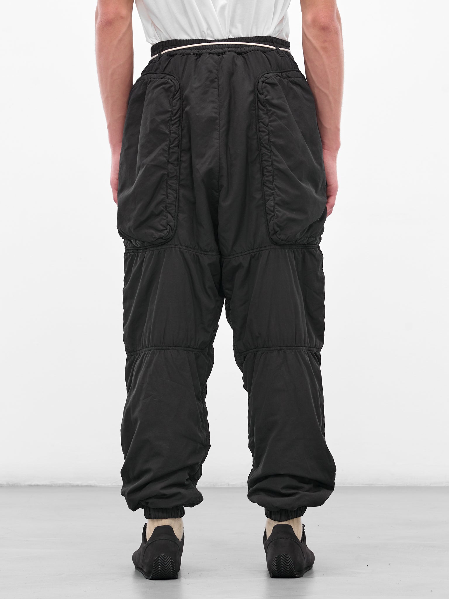 Black Cotton Padded Utility Trousers (25A96MRU47-BLACK)