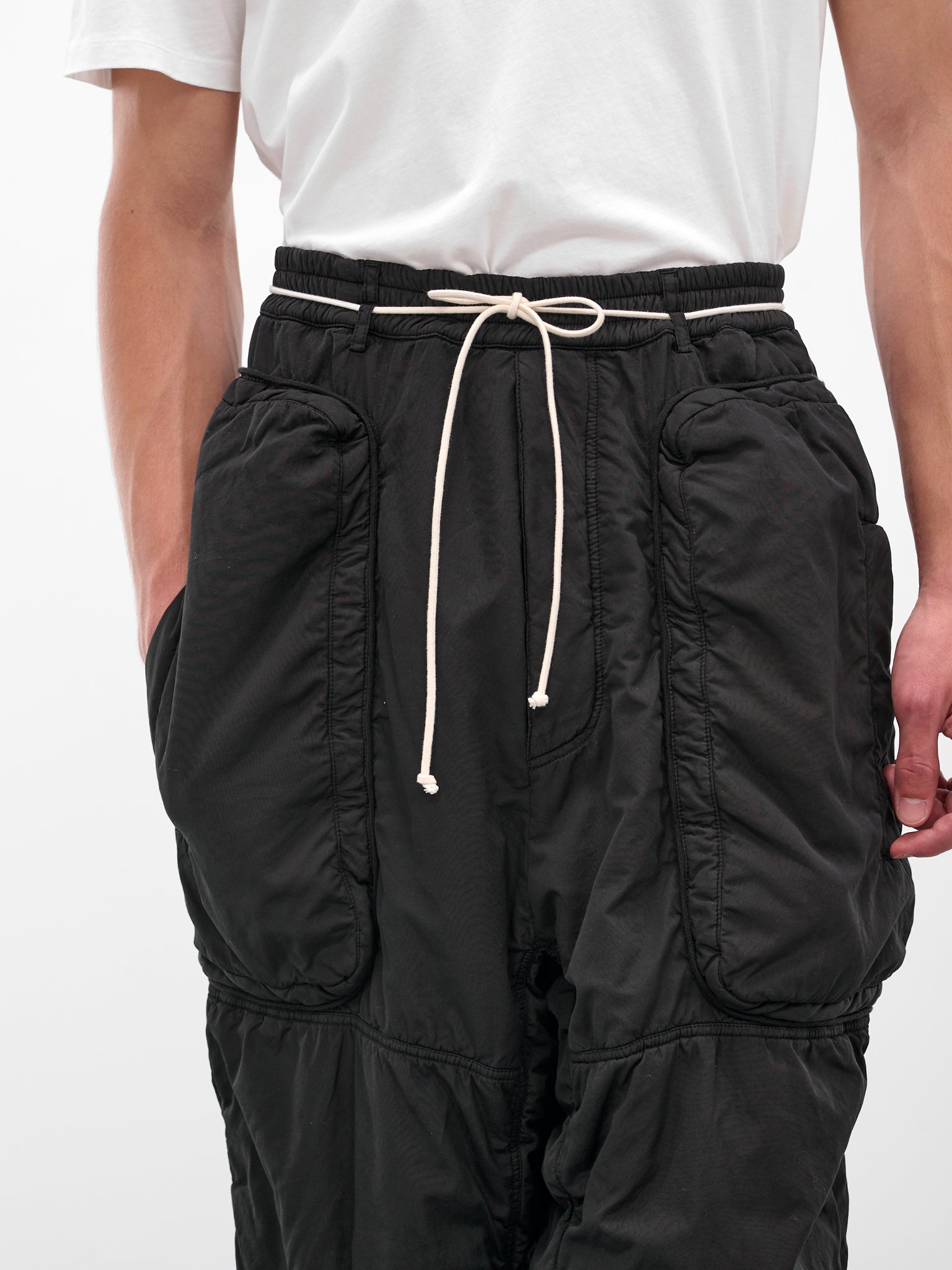 Black Cotton Padded Utility Trousers (25A96MRU47-BLACK)