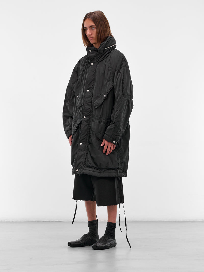 Black Oversized Hooded Parka Coat (25A96MRU53-BLACK)