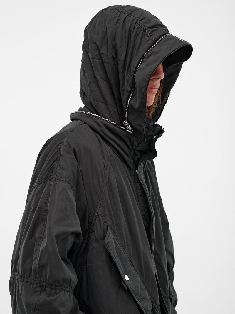 Black Oversized Hooded Parka Coat (25A96MRU53-BLACK)