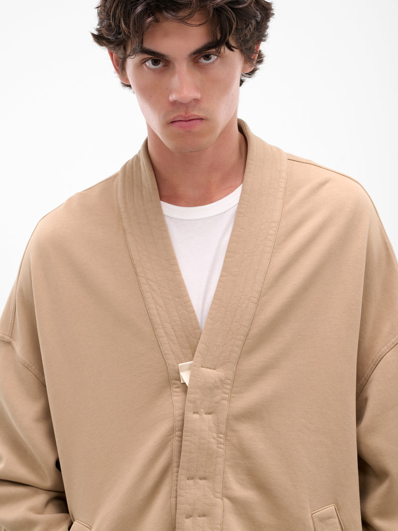 Beige Cotton Kimono Jacket (25A96MUJ04-DUNE)