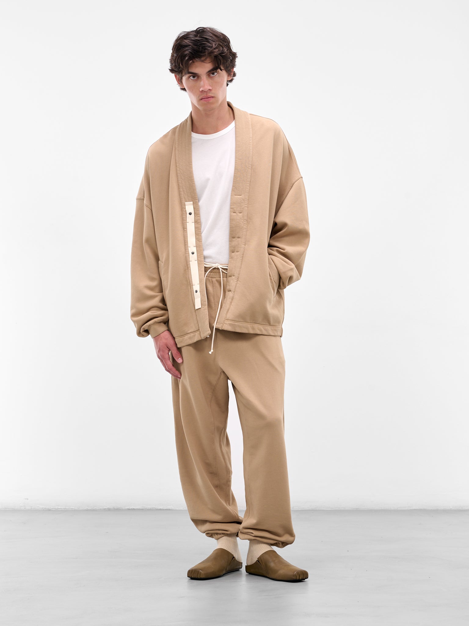 Beige Cotton Kimono Jacket (25A96MUJ04-DUNE)