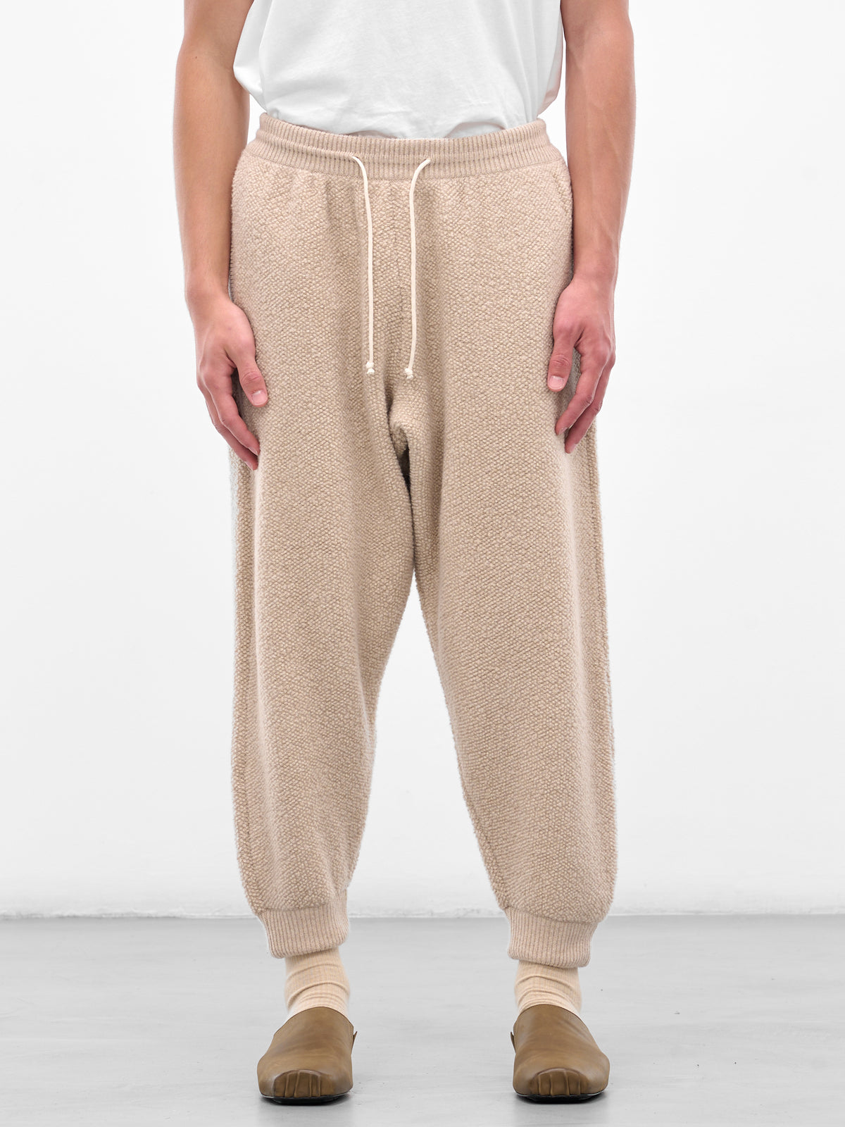 Beige Boucle Fleece Wool Joggers (25A96MUK06-DUNE)