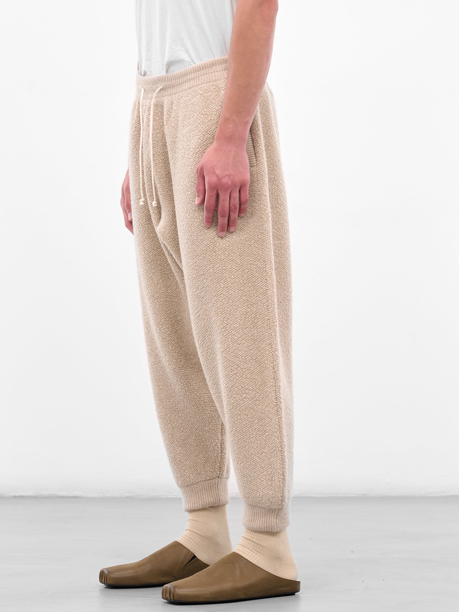 Beige Boucle Fleece Wool Joggers (25A96MUK06-DUNE)