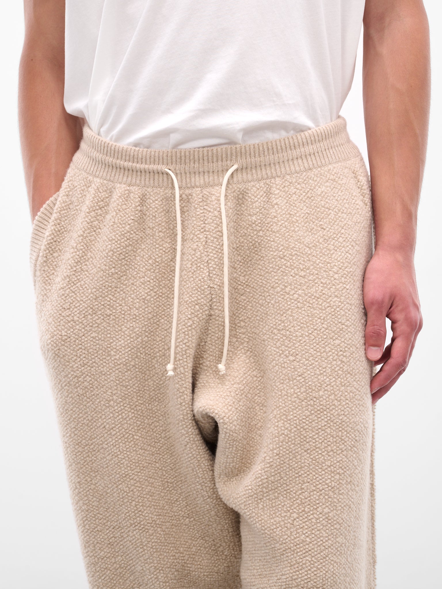 Beige Boucle Fleece Wool Joggers (25A96MUK06-DUNE)