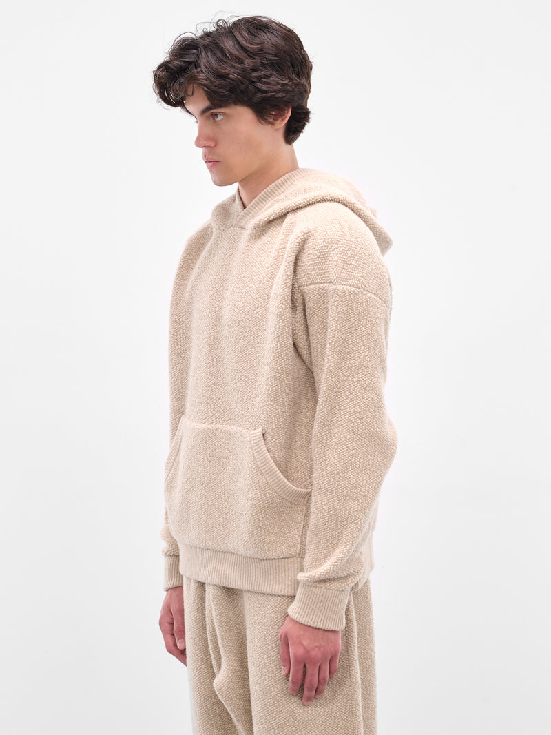 Beige Wool Boucle Fleece Hoodie (25A96MUK09-DUNE)