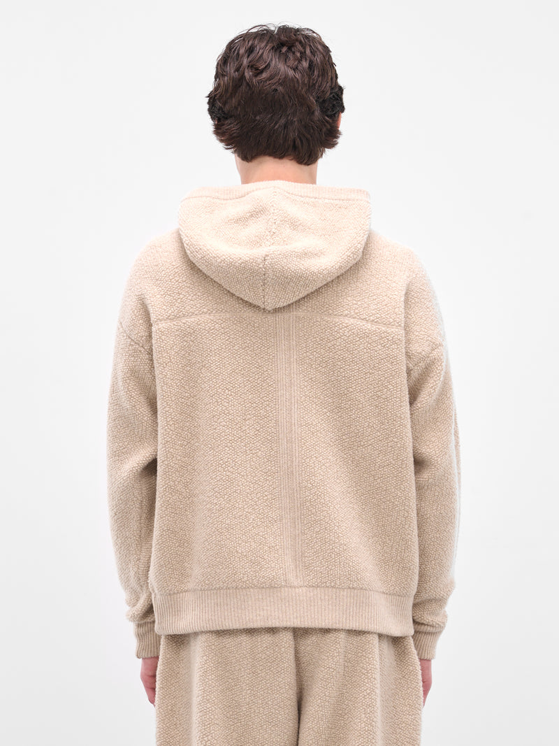 Beige Wool Boucle Fleece Hoodie (25A96MUK09-DUNE)