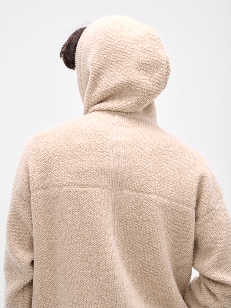 Beige Wool Boucle Fleece Hoodie (25A96MUK09-DUNE)
