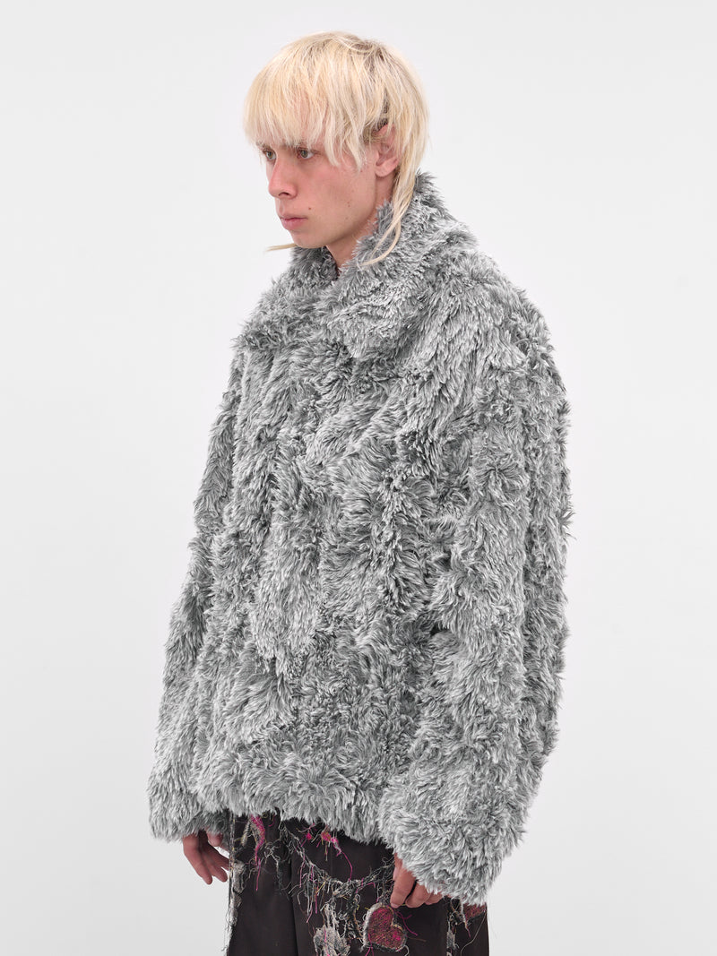 Gray Fur Cut-Out Fangs Jacket (25AW15BL228-GREY)