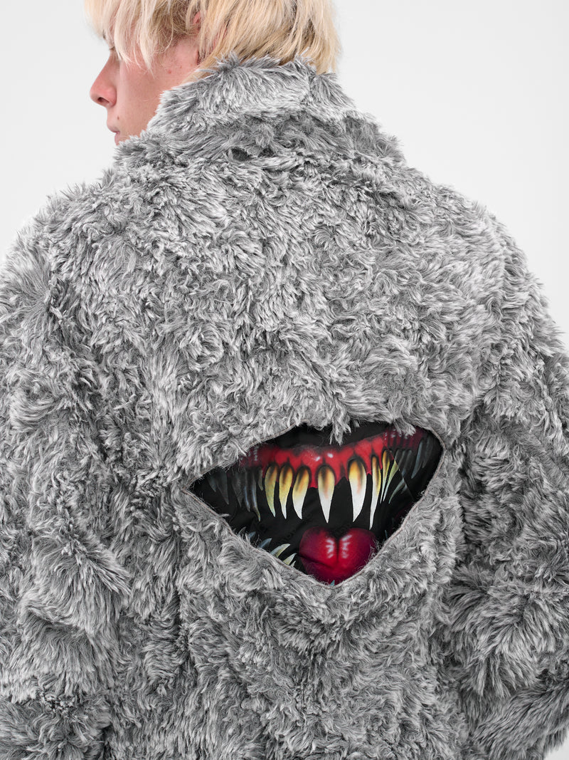 Gray Fur Cut-Out Fangs Jacket (25AW15BL228-GREY)
