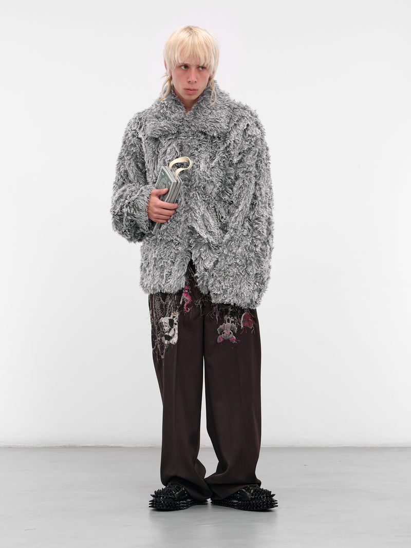 Gray Fur Cut-Out Fangs Jacket (25AW15BL228-GREY)