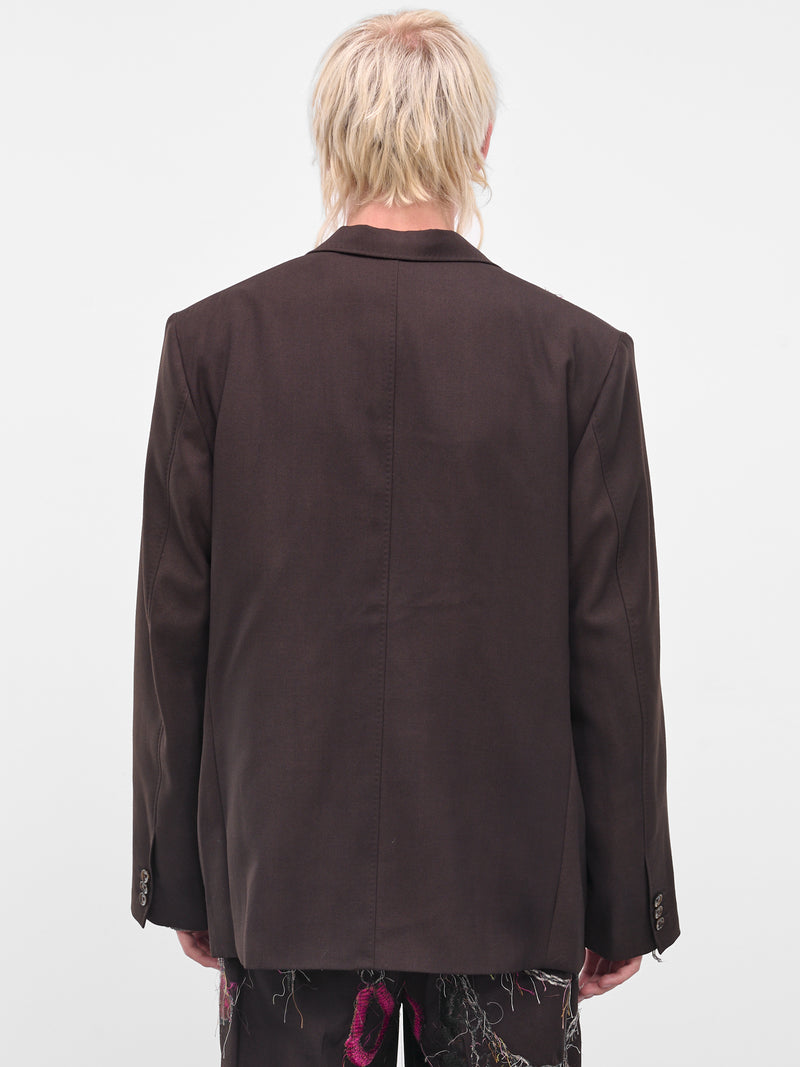 Burgundy Trompe L'oeil Jewelry Blazer (25AW16JK74-BROWN)