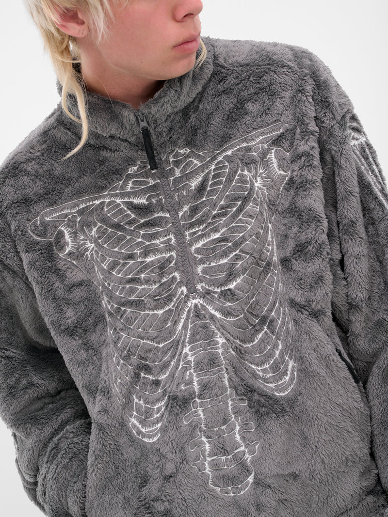 Gray Skeletal Embroidery Fleece Sweater (25AW32BL232-GREY)