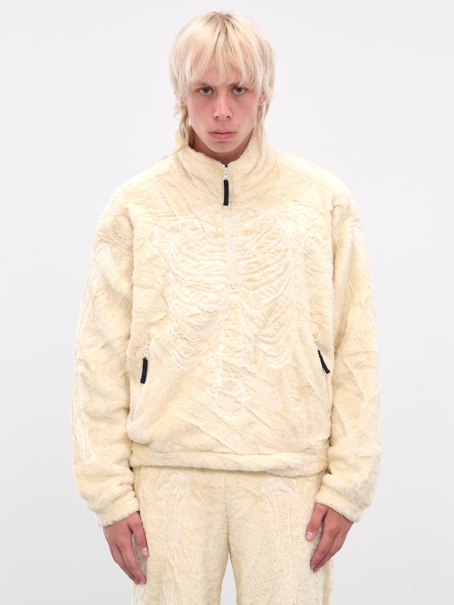 Ivory Skeletal Embroidery Fleece Sweater (25AW32BL232-IVORY)