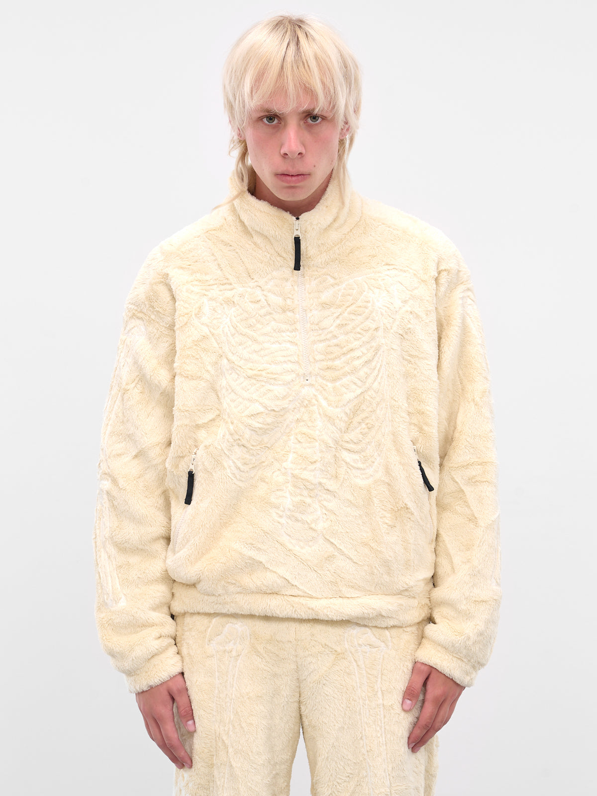 Ivory Skeletal Embroidery Fleece Sweater (25AW32BL232-IVORY)