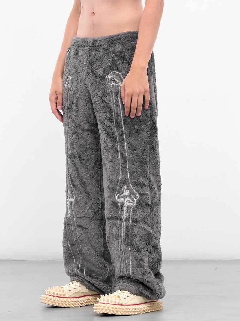 Gray Skeletal Embroidery Fleece Pants (25AW32PT329-GREY)