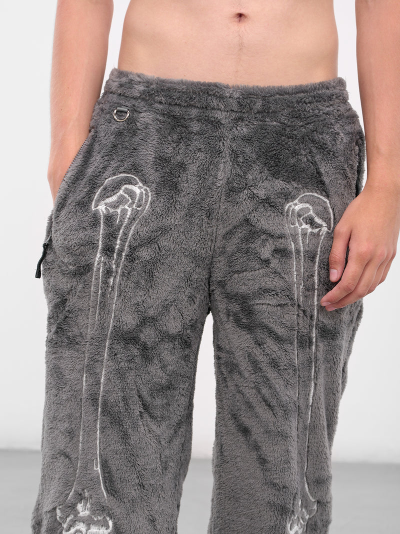 Gray Skeletal Embroidery Fleece Pants (25AW32PT329-GREY)