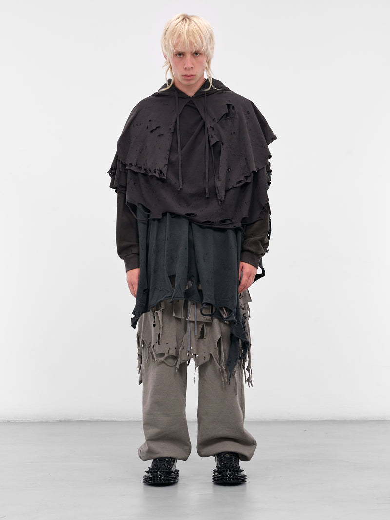 Black Distressed Layering Hoodie (25AW34CS397-BLACK)