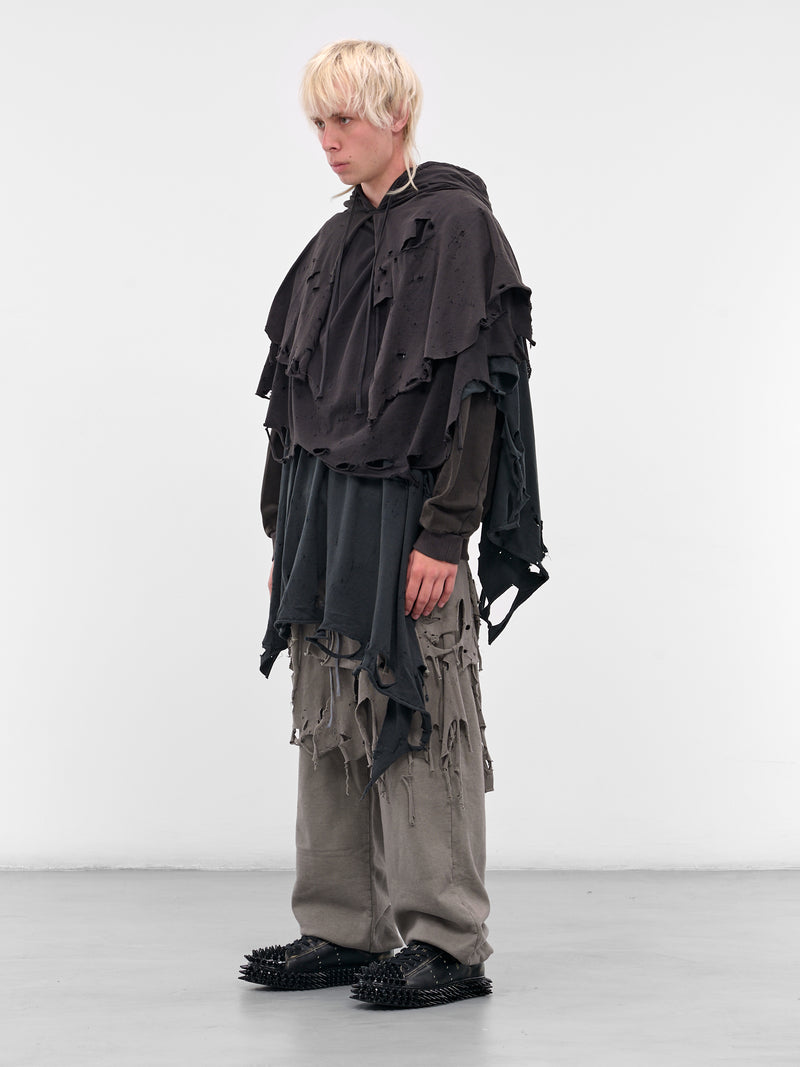 Black Distressed Layering Hoodie (25AW34CS397-BLACK)