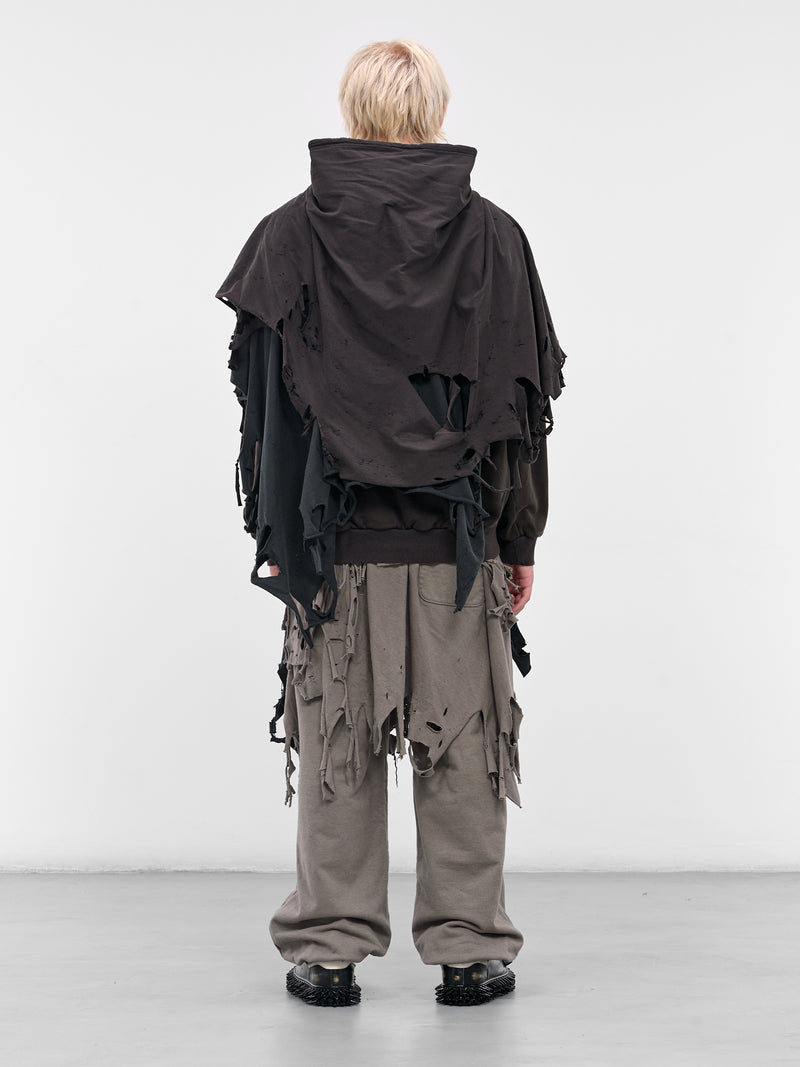 Black Distressed Layering Hoodie (25AW34CS397-BLACK)