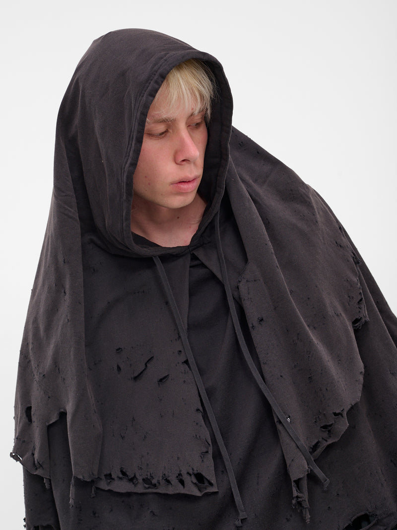 Black Distressed Layering Hoodie (25AW34CS397-BLACK)