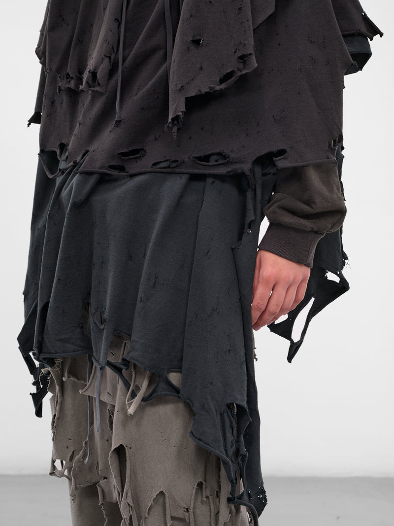 Black Distressed Layering Hoodie (25AW34CS397-BLACK)
