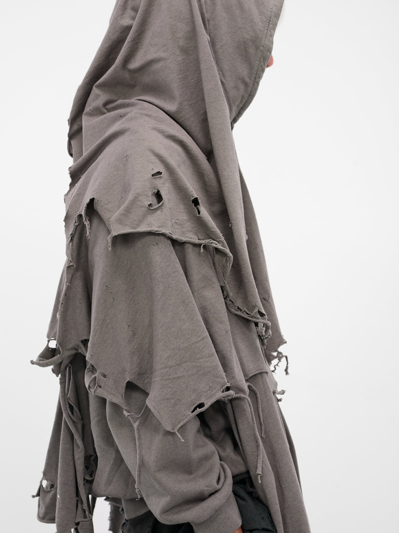 Gray Distressed Layering Hoodie (25AW34CS397-GREY)
