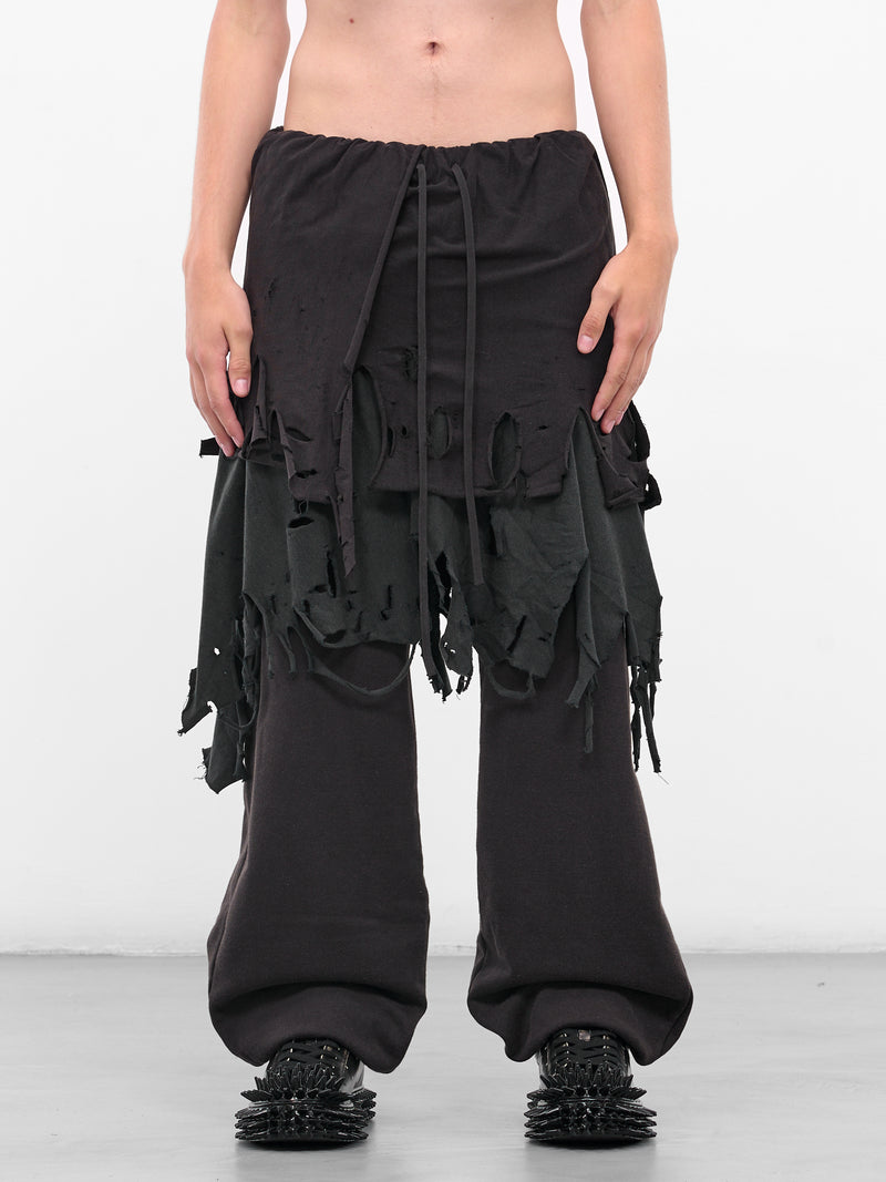Black Distressed Layering Sweatpants (25AW34PT327-BLACK)