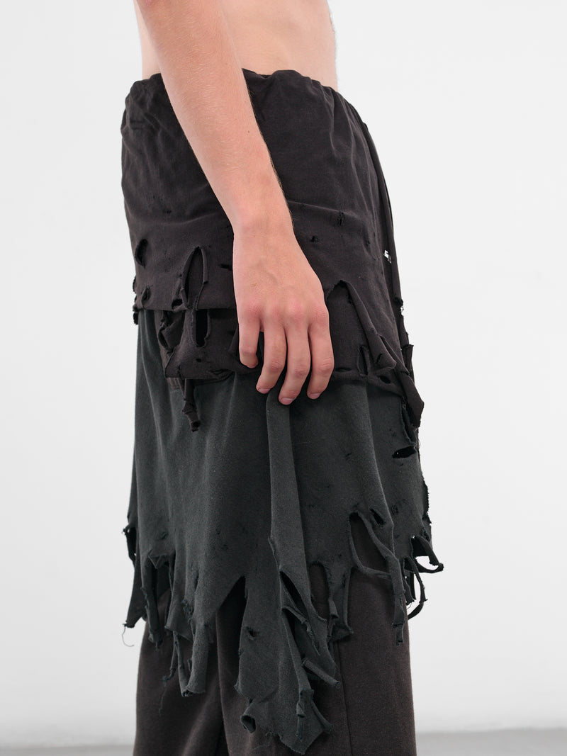 Black Distressed Layering Sweatpants (25AW34PT327-BLACK)