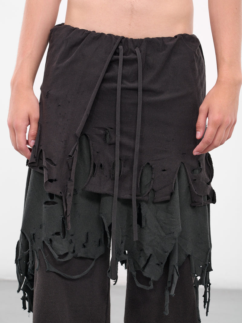 Black Distressed Layering Sweatpants (25AW34PT327-BLACK)