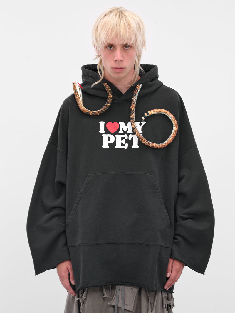 Black Pet Snake Graphic Hoodie (25AW36CS398-BLACK)