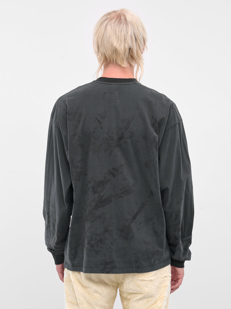 Black Distressed Teddy Bear Tee (25AW39CS402-BLACK)