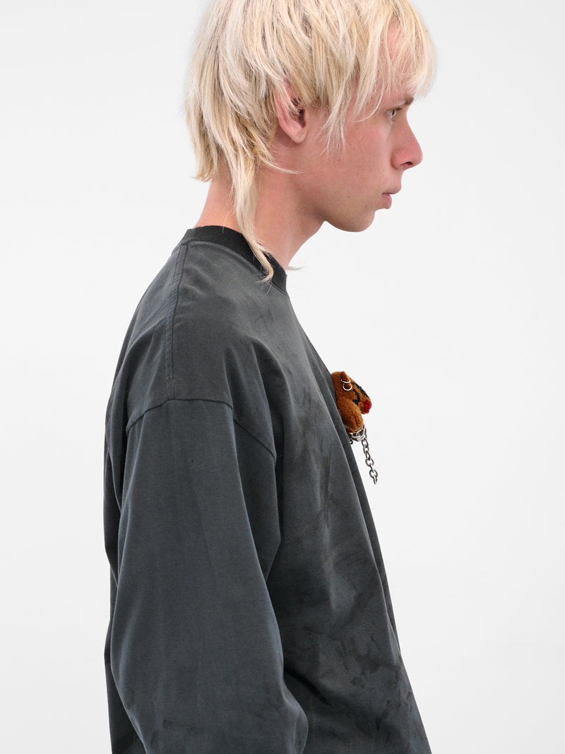 Black Distressed Teddy Bear Tee (25AW39CS402-BLACK)