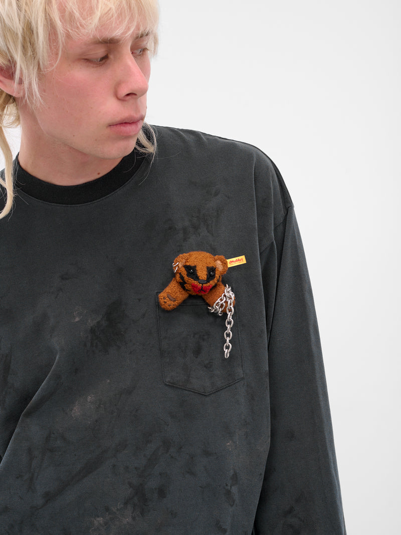 Black Distressed Teddy Bear Tee (25AW39CS402-BLACK)