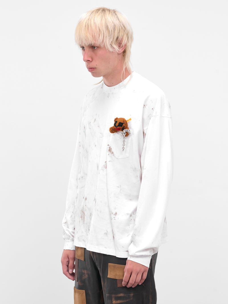White Distressed Teddy Bear Tee (25AW39CS402-WHITE)