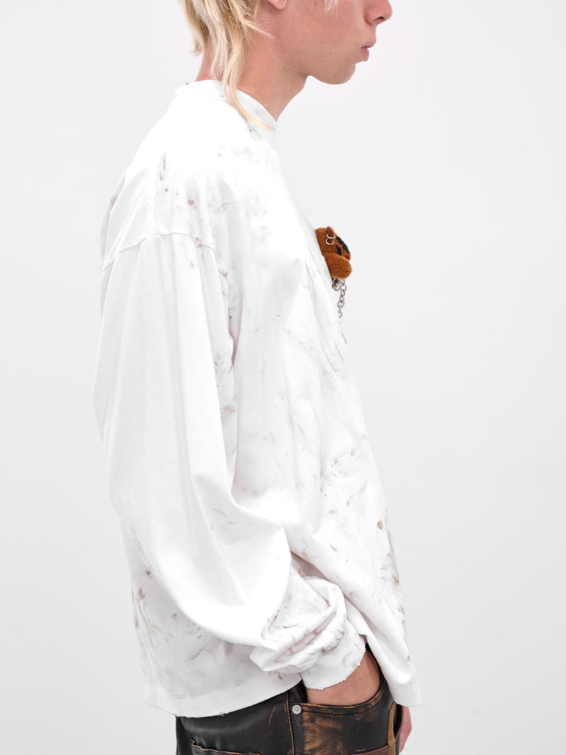 White Distressed Teddy Bear Tee (25AW39CS402-WHITE)