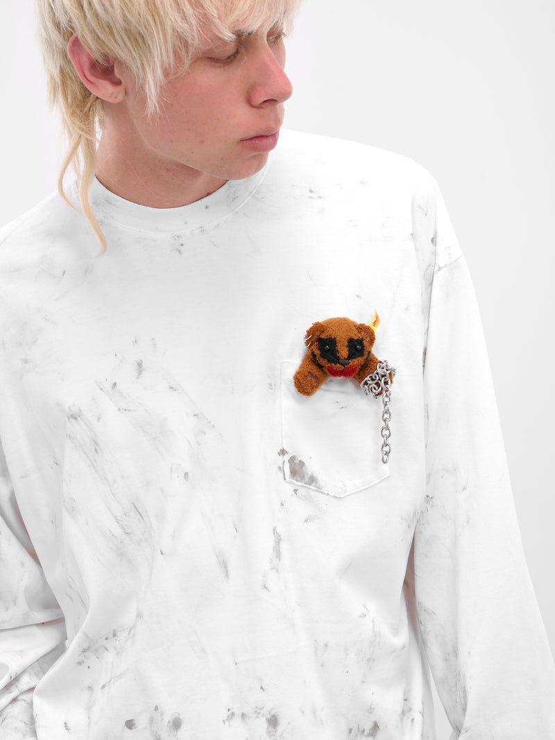 White Distressed Teddy Bear Tee (25AW39CS402-WHITE)