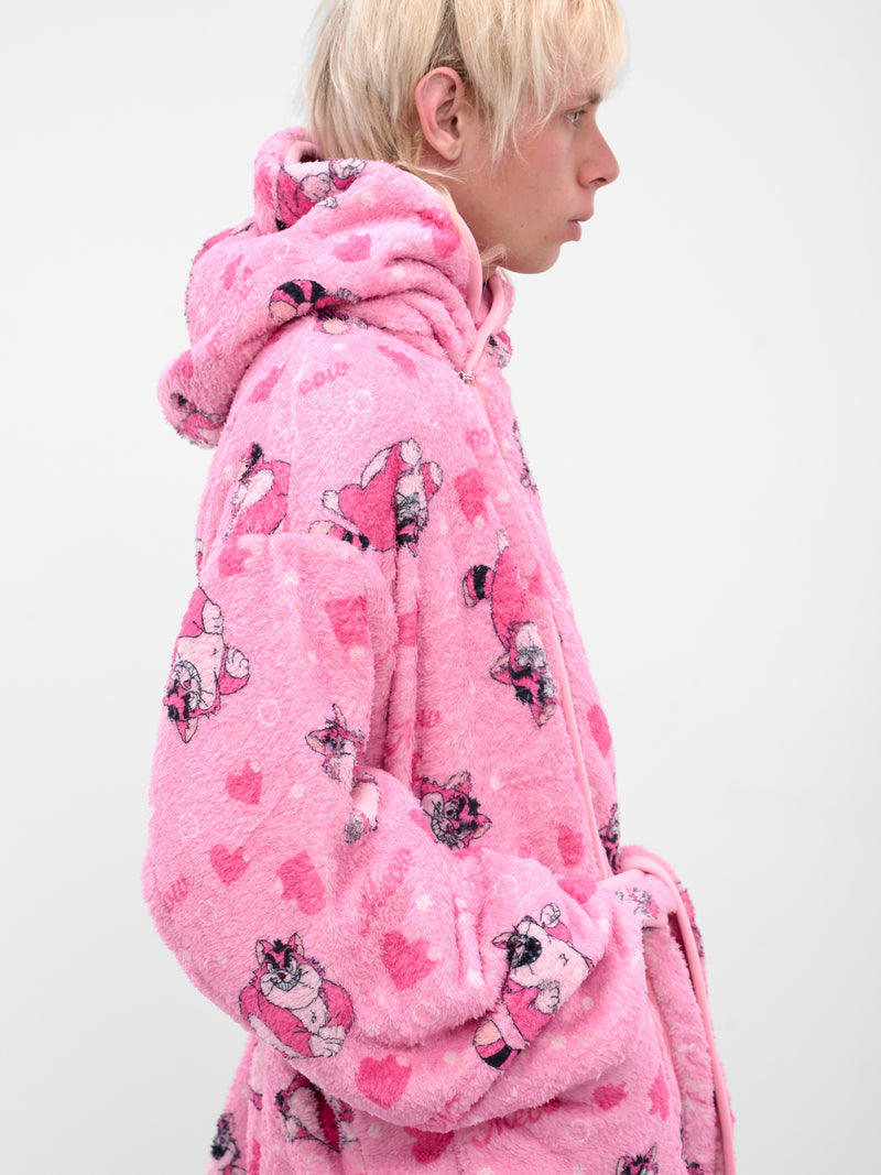Pink Graphic Fleece Hooded Robe (25AW40C073-PINK)