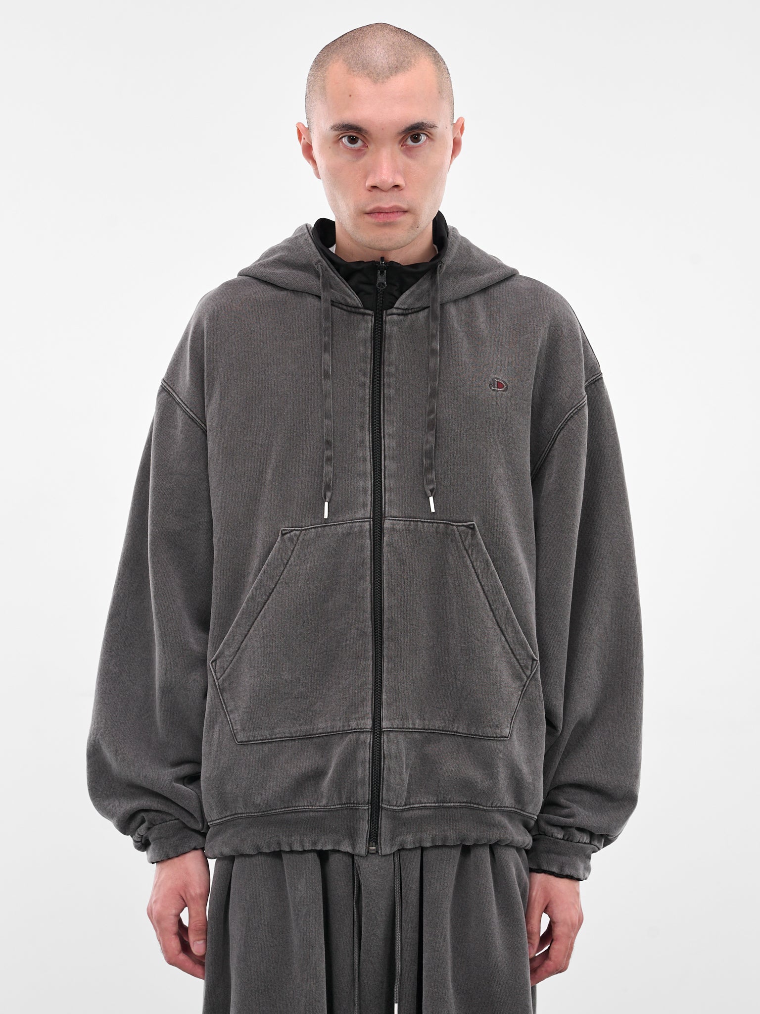 Black Wash Oversized Zip Hoodie (25AW49CS394-BLACK)