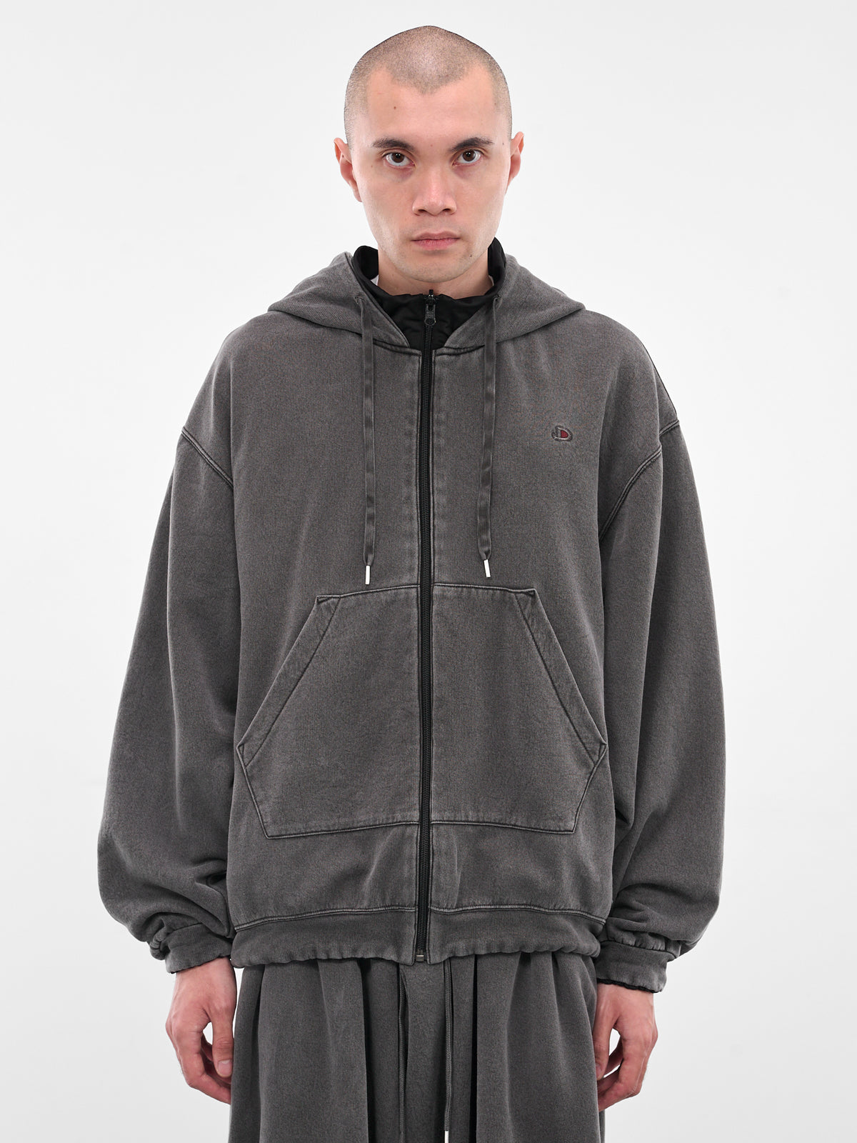 Black Wash Oversized Zip Hoodie (25AW49CS394-BLACK)