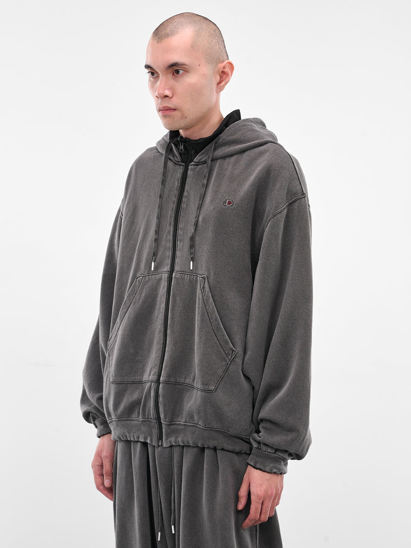 Black Wash Oversized Zip Hoodie (25AW49CS394-BLACK)