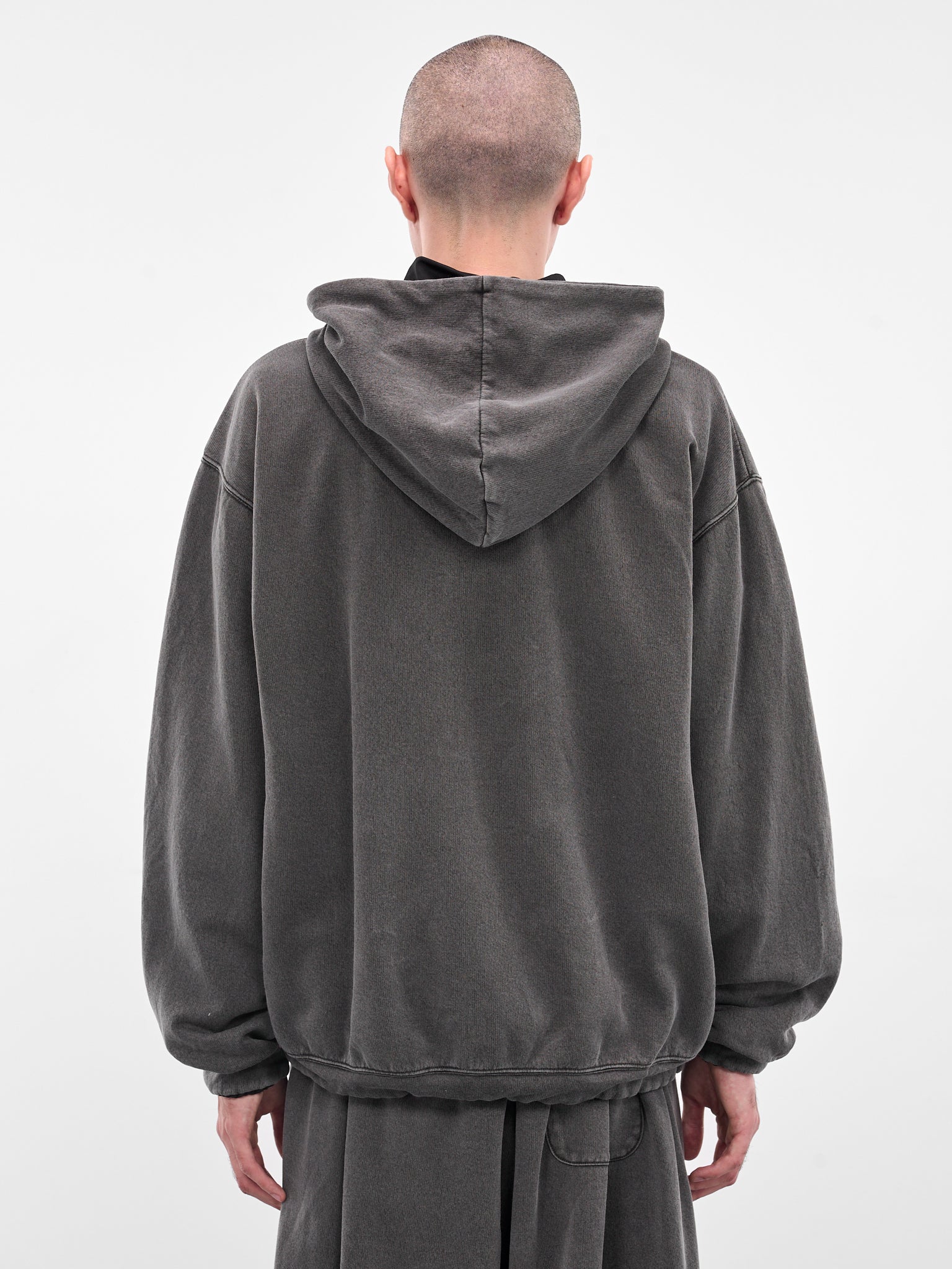 Black Wash Oversized Zip Hoodie (25AW49CS394-BLACK)