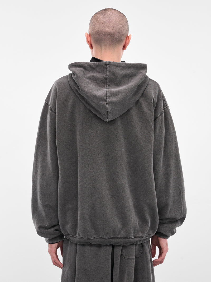 Black Wash Oversized Zip Hoodie (25AW49CS394-BLACK)