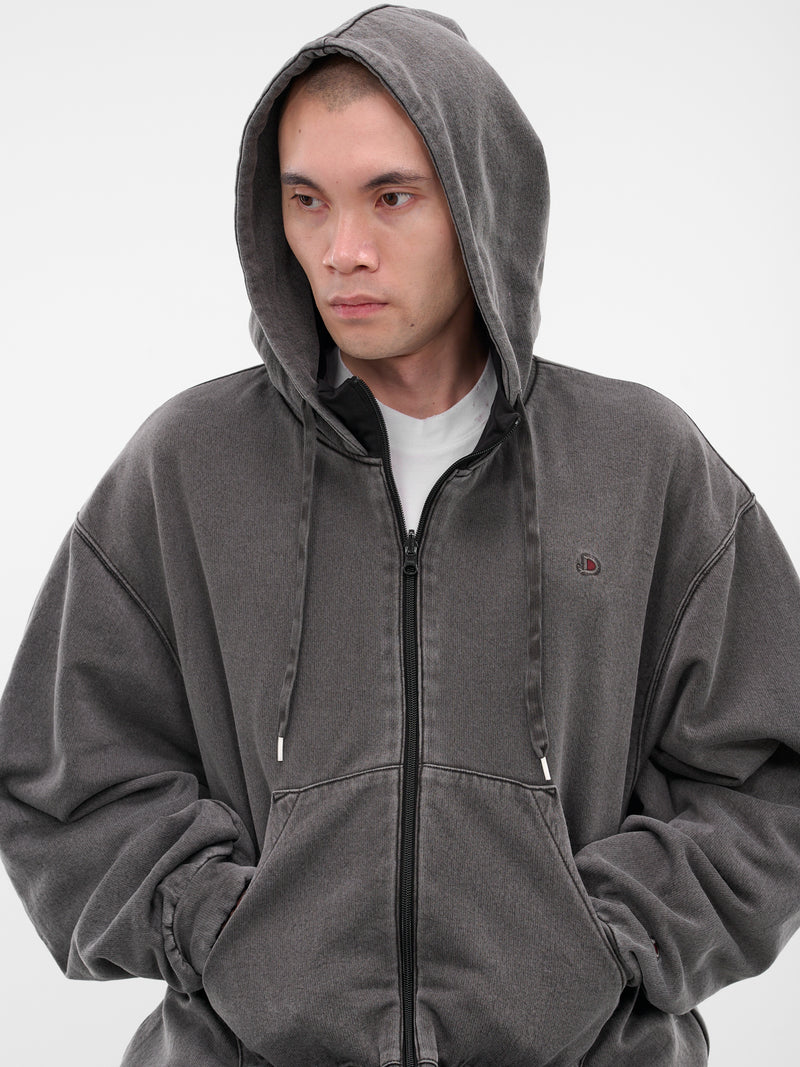 Black Wash Oversized Zip Hoodie (25AW49CS394-BLACK)