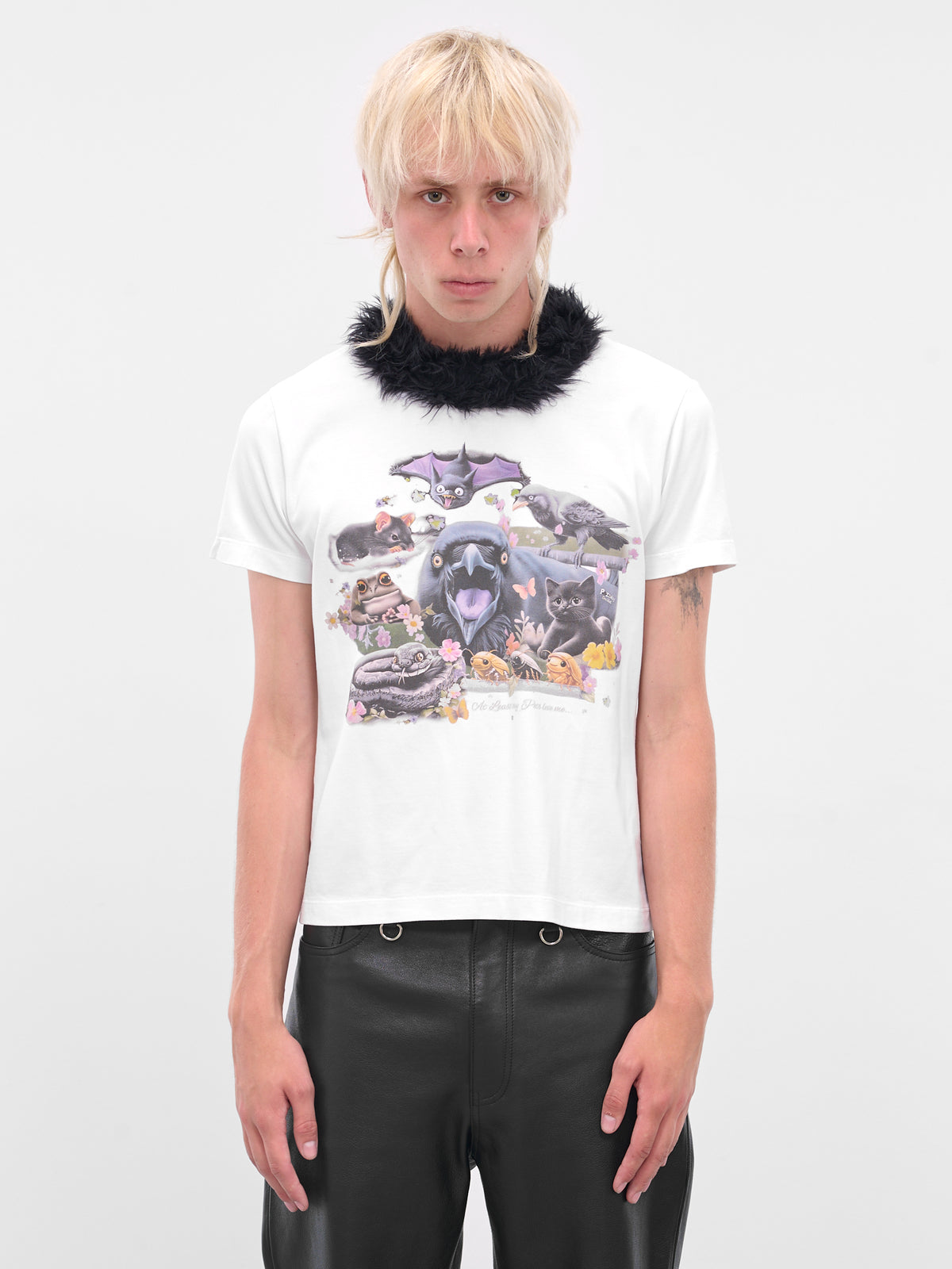 White Fur Trim Graphic Tee (25AW52CS407-WHITE)