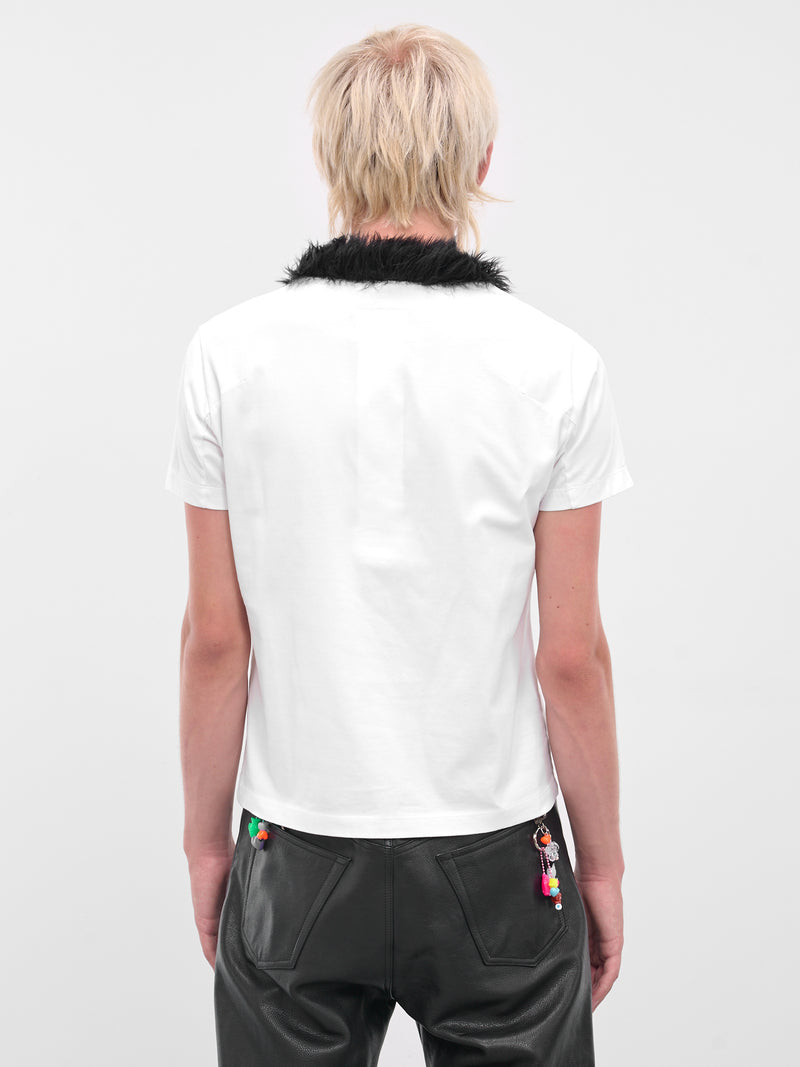 White Fur Trim Graphic Tee (25AW52CS407-WHITE)