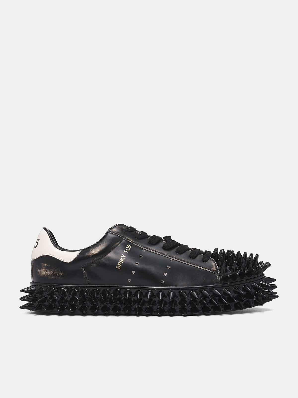 Black Leather Spiky Sneakers (25AW67FT63-BLACK)